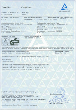 Kelitong-Zertifikat Certificate