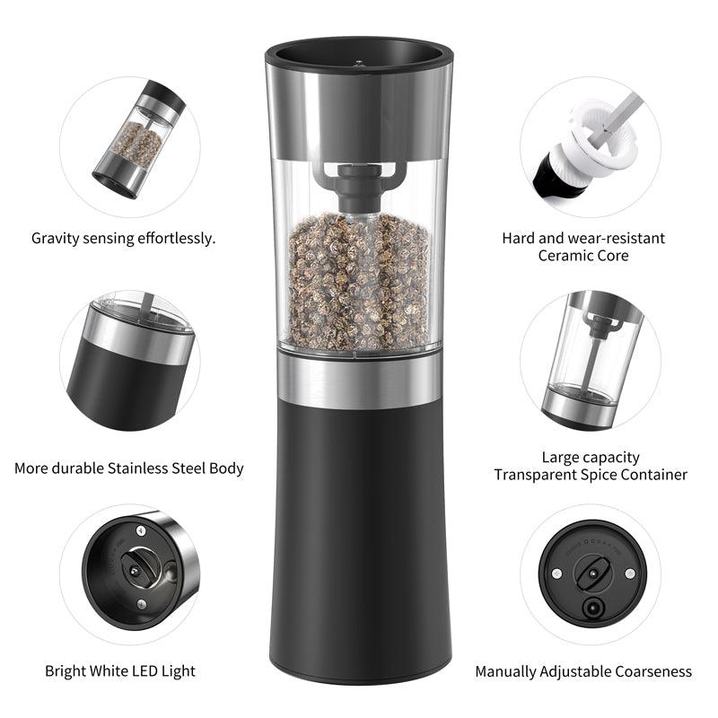 KLT Base Charging Rechargeable Pepper and Salt Electric Grinder with Base Gravity Sensing Kitchen Tools and Utensils KYMQ-29A&KYMQ-29C - KLT (ZHUHAI KELITONG ELECTRONIC CO., LTD.)