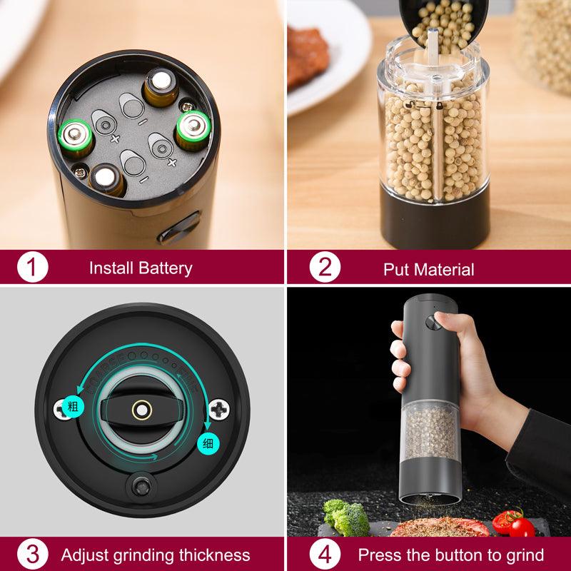 KLT Dry Alkaline Battery Pepper and Salt Electric Grinder with Base Kitchen Tools and Utensils KYMQ-44B-AH-BS - KLT (ZHUHAI KELITONG ELECTRONIC CO., LTD.)