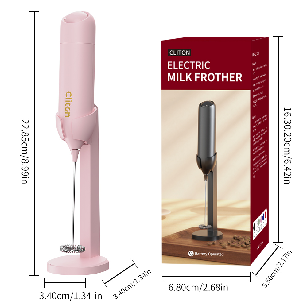 源头工厂-科力通-KJBQ-21-BSA7款科力通碱性干电池电动奶泡器自动牛奶发泡器咖啡搅拌器咖啡厨房带创新支架 - 图片 6